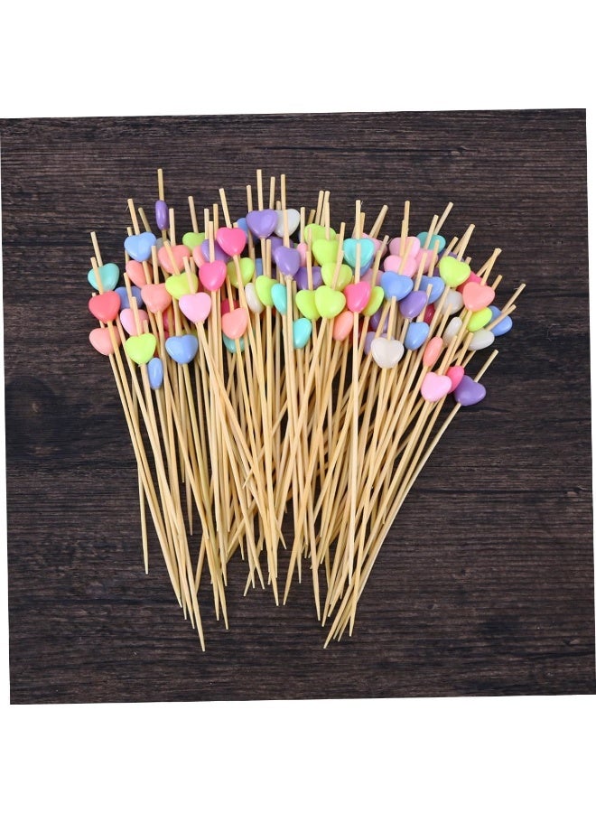 YOLOLAND 100 Pcs  Cocktail Picks, LOVE Shape Candy Bamboo Cocktail Sticks Wooden Toothpicks for Appetizers, for Party Drinks Food 4.7 Inch（LOVE Colorful） - Image 4